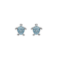 Ocean SS Stud Turtle Aqua Crystal Earrings