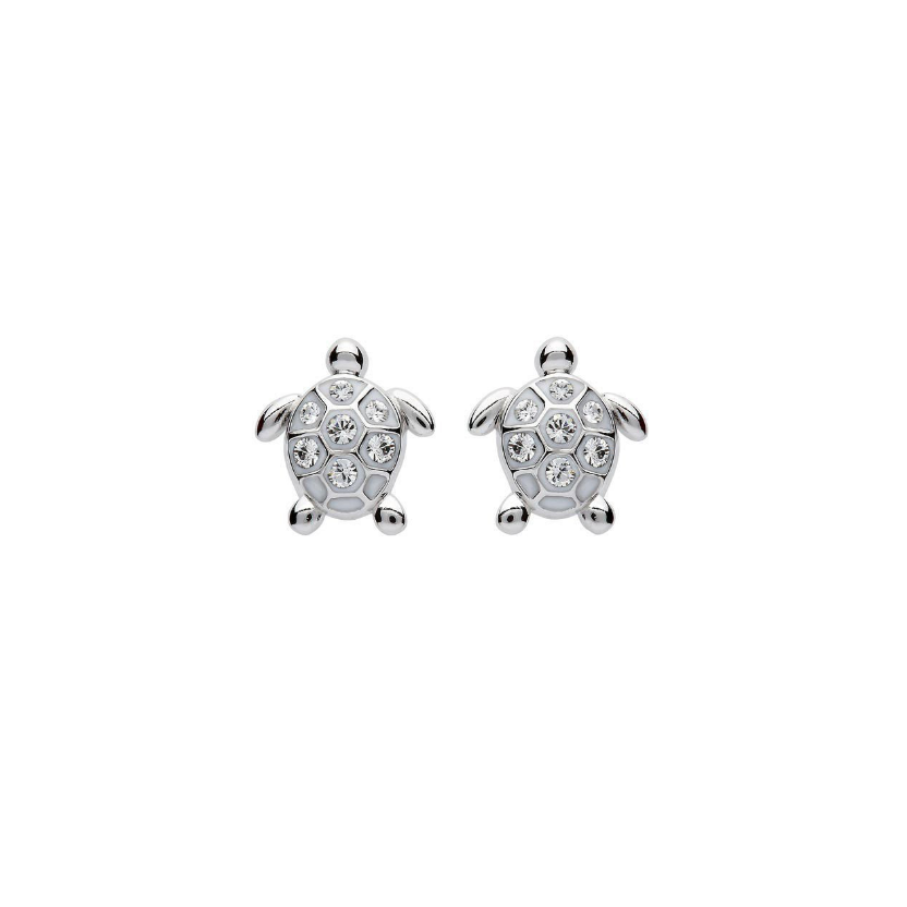 Ocean SS Stud Turtle Crystal Earrings