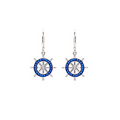 Ocean SS SW Sapphire Crystal Ships Wheel Drop Earrings