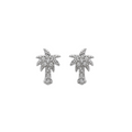 Ocean SS White SW Crystal Palm Tree Stud Earrings