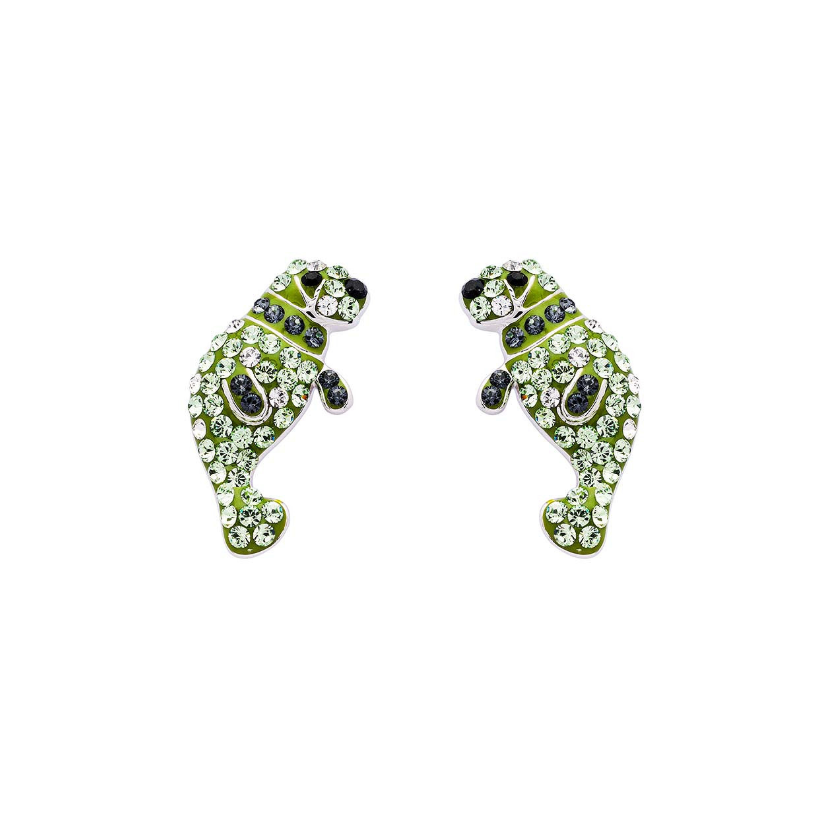 Ocean Sterling Silver Peridot Manatee Crystal Earrings