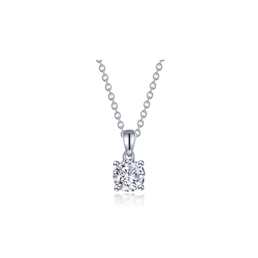 1.5 CTW Silver 4-Prong Solitaire Necklace
