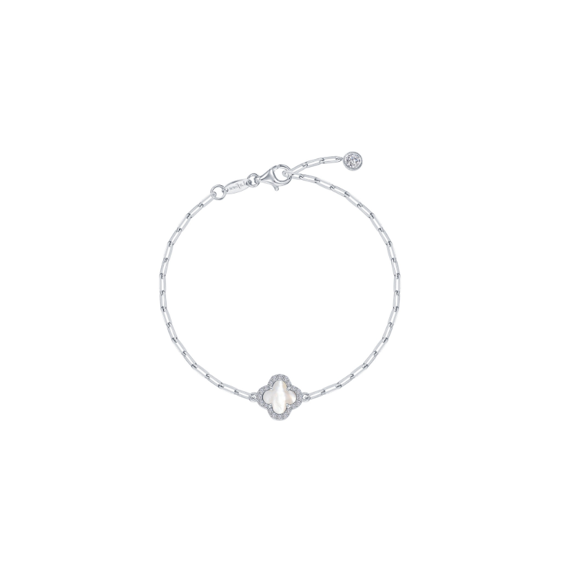 Silver Mother-Of-Pearl Paperclip Bracelet