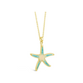 Dune 14k Gold Vermeil Starfish Turquoise Gradient Paper Clip Chain Necklace