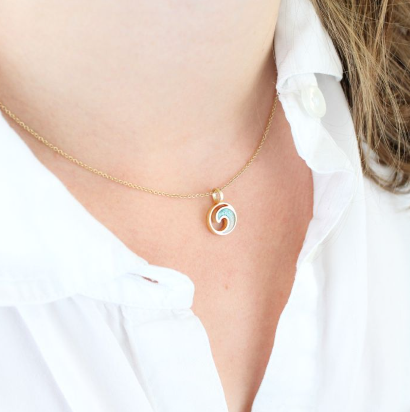 Dune Gold Explorer Wave Turquoise Gradient Necklace
