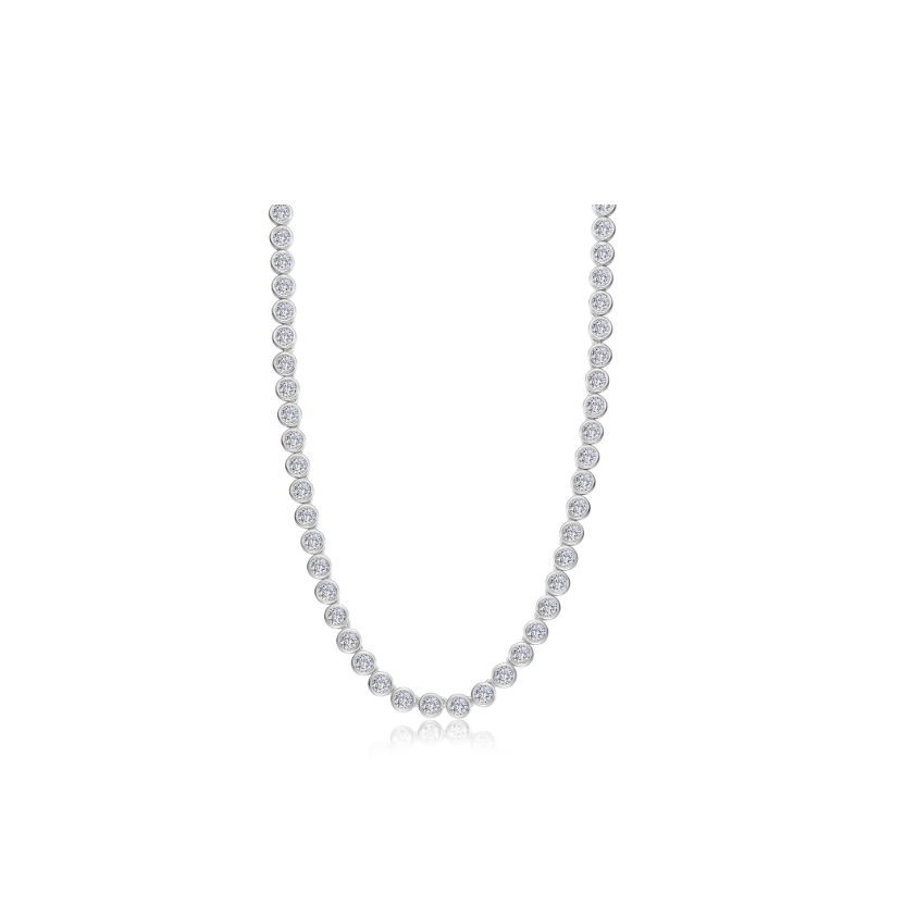 Silver Articulated Bezel Tennis Necklace