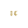 Gold Barrel Beat Huggie Earrings