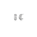 Silver Barrel Beat Huggie Earrings