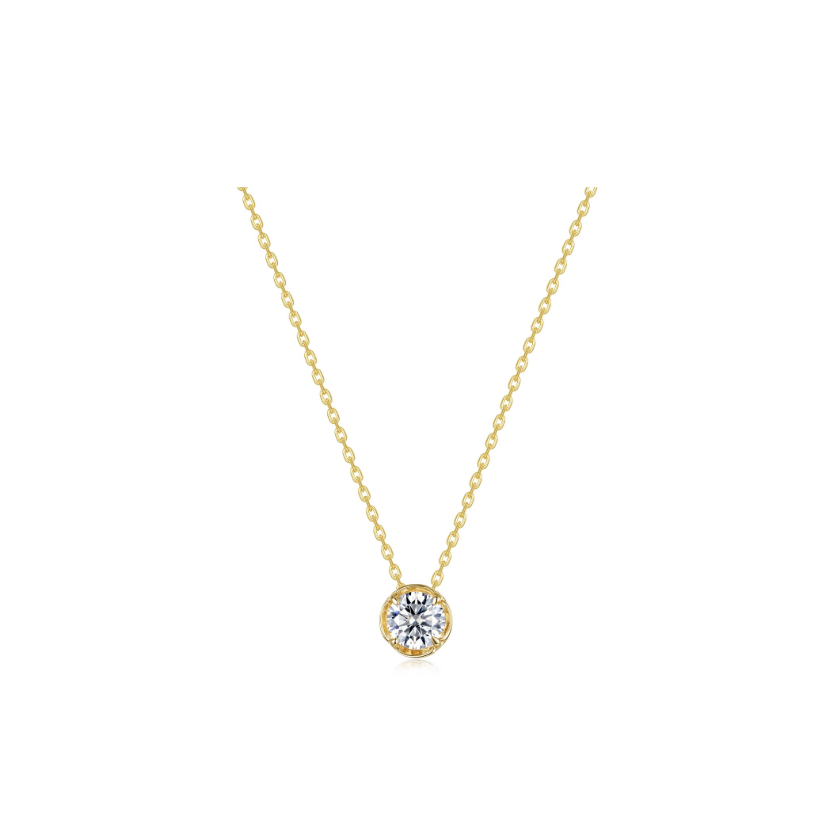 Gold Blossom Cradle Solitaire Necklace