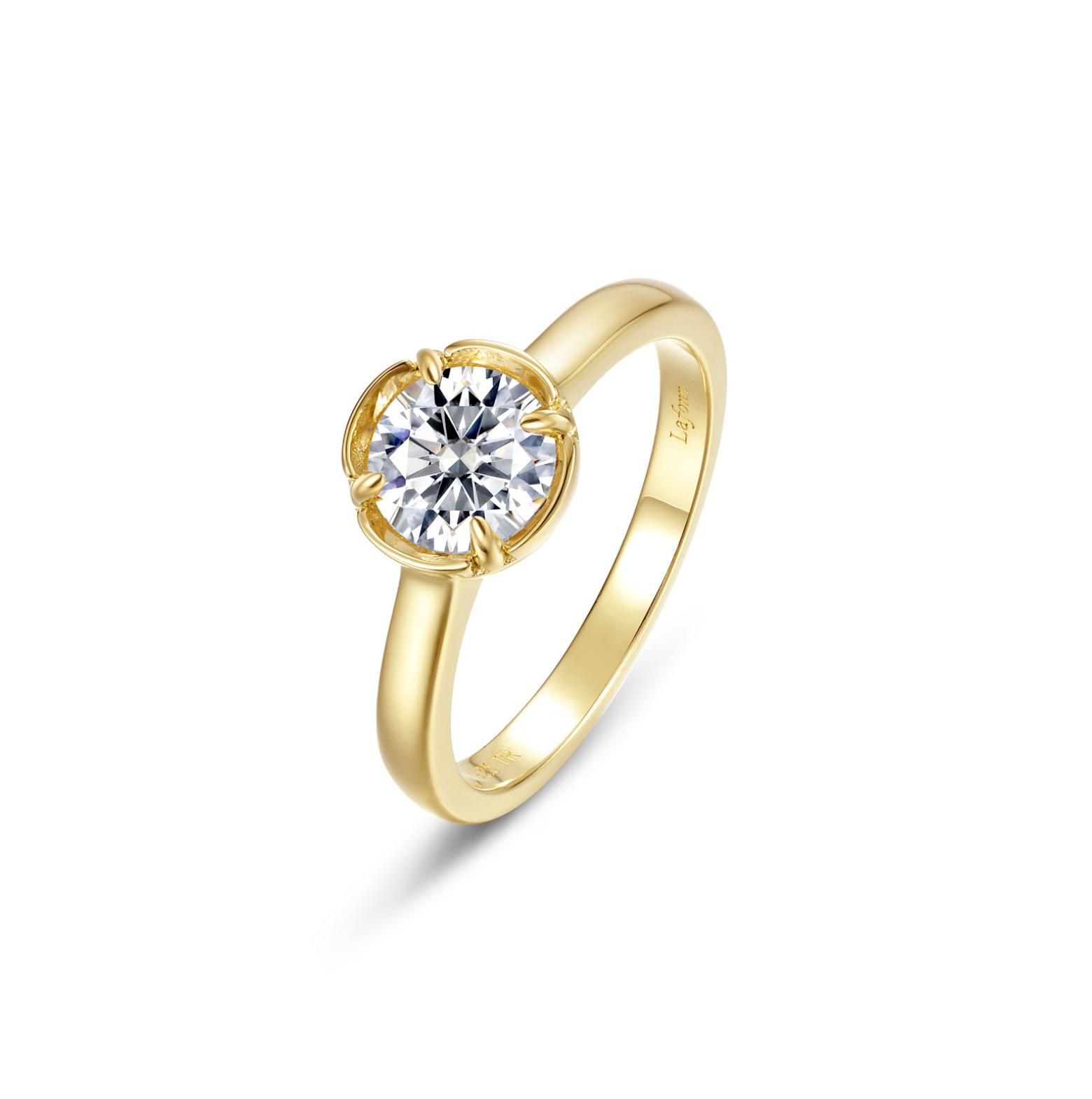 Gold Blossom Cradle Solitaire Ring