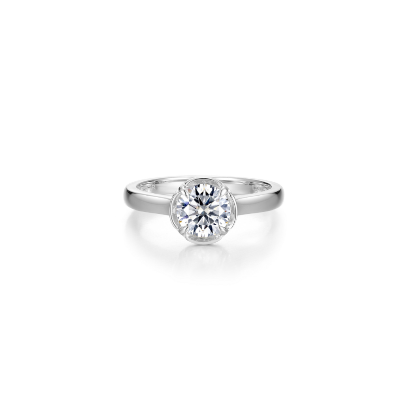 Silver Blossom Cradle Solitaire Ring