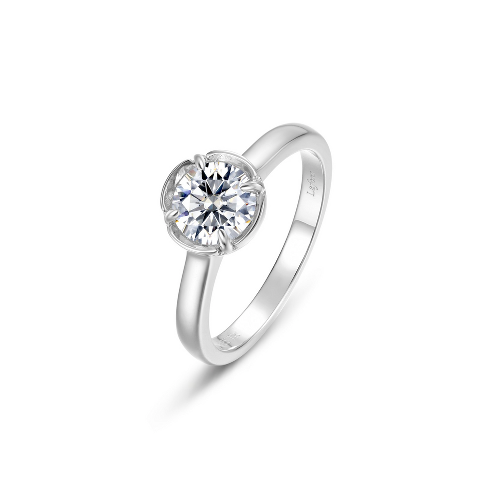 Silver Blossom Cradle Solitaire Ring