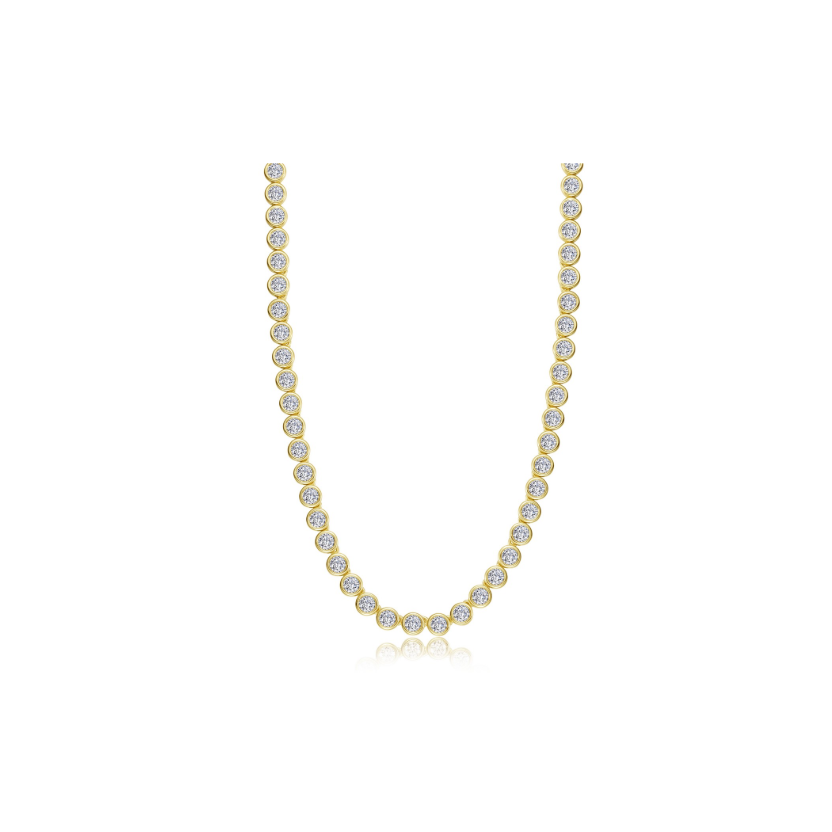 Gold Articulated Bezel Tennis Necklace