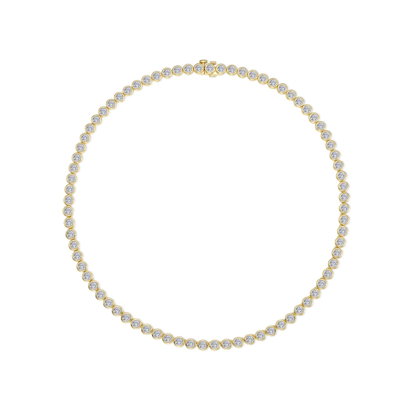 Gold Articulated Bezel Tennis Necklace