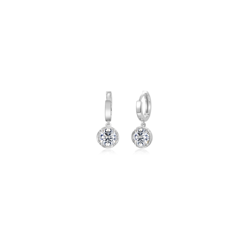 Silver Blossom Cradle Huggie Hoops
