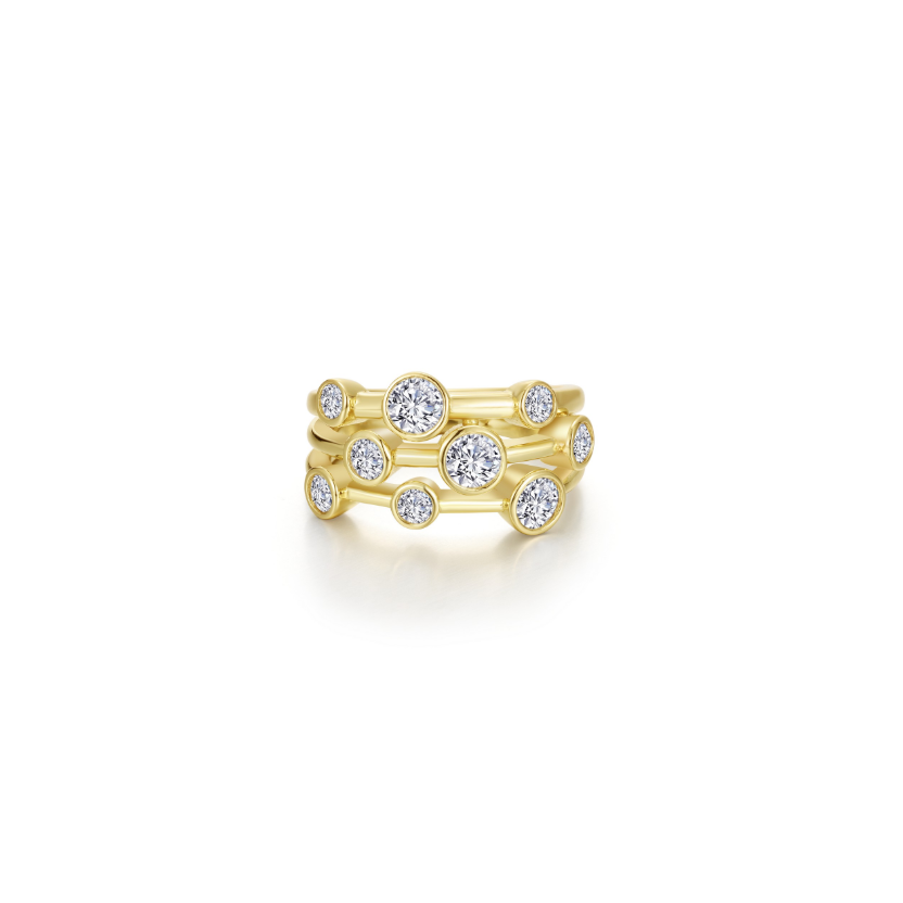 Gold Bubble Cluster Bezel Ring