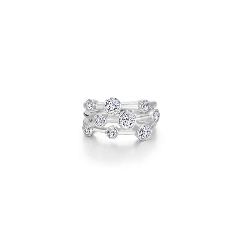 Silver Bubble Cluster Bezel Ring