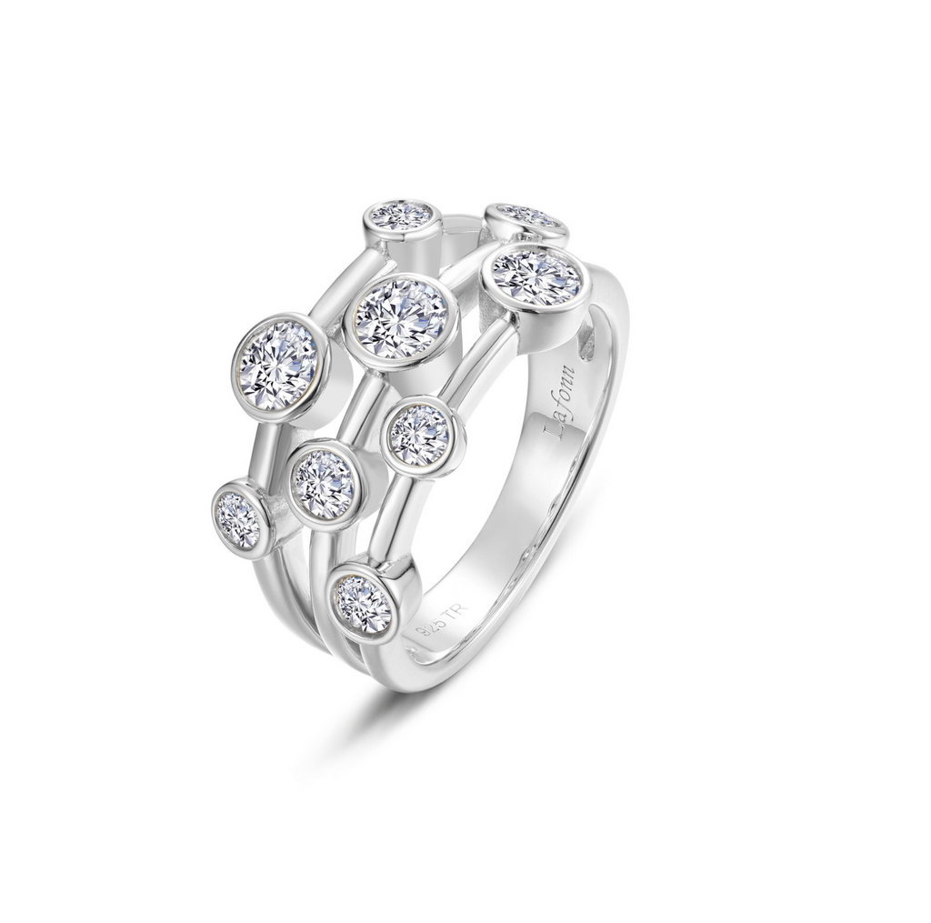 Silver Bubble Cluster Bezel Ring