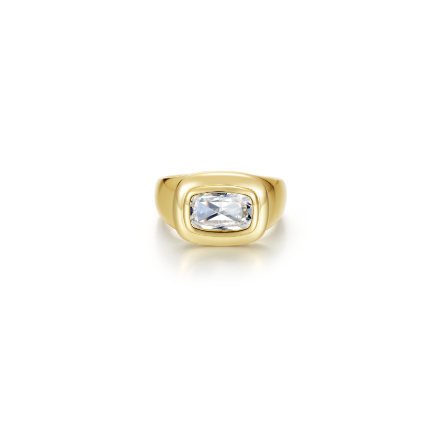 Gold Double Bezel Signet Ring