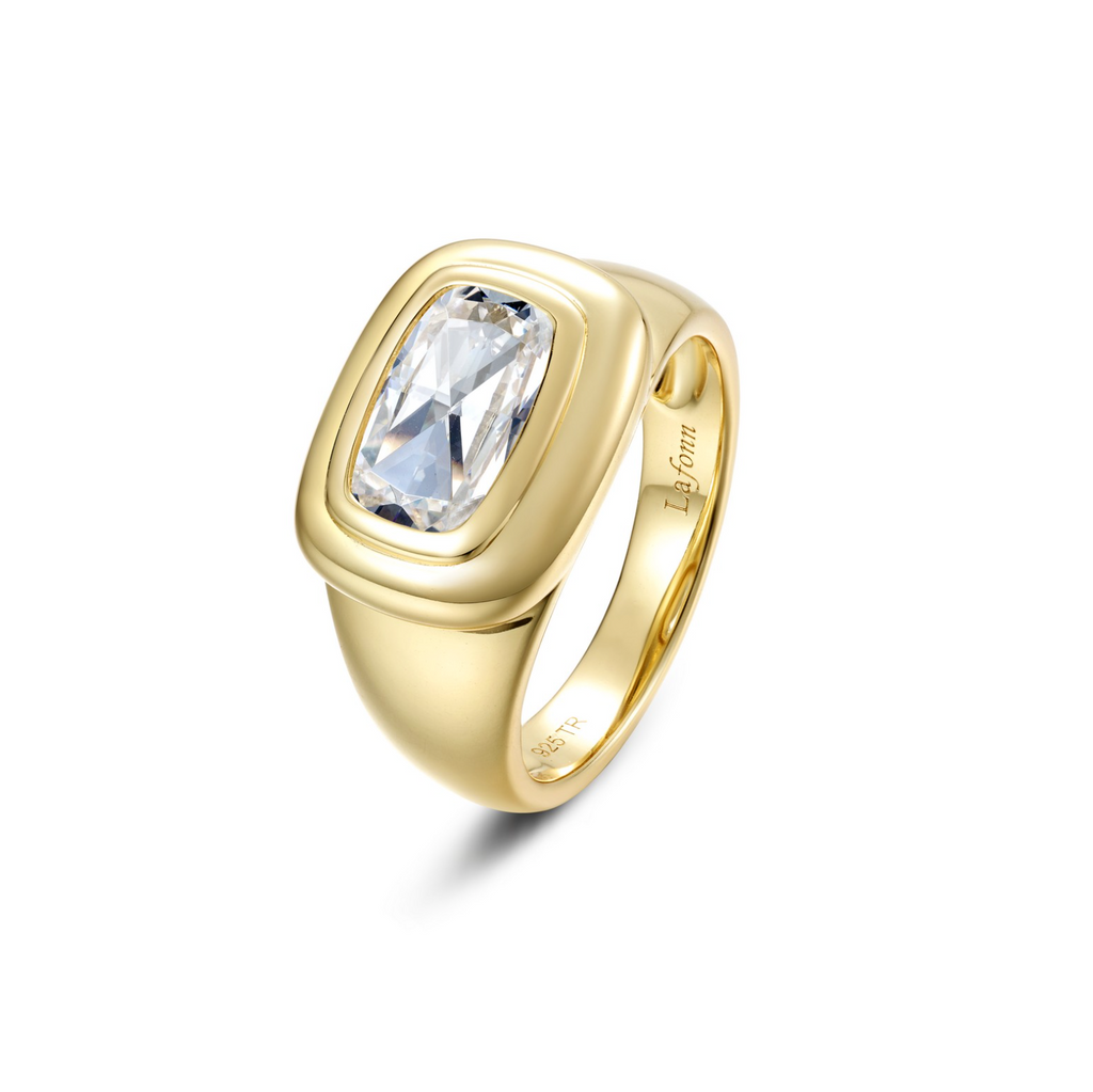 Gold Double Bezel Signet Ring