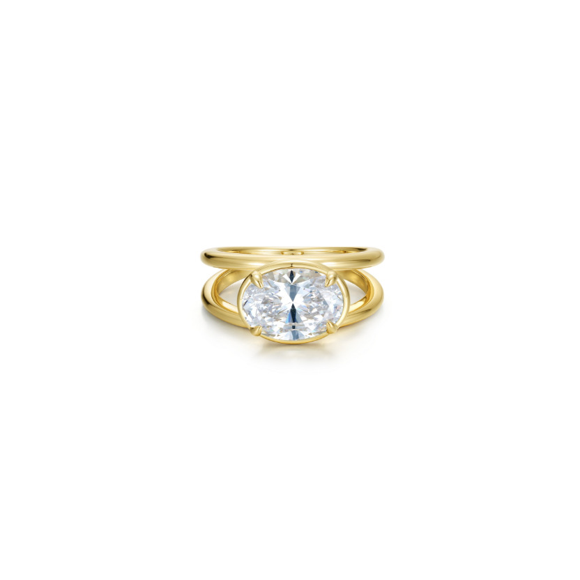 Gold Floating Oval Split Shank Ring