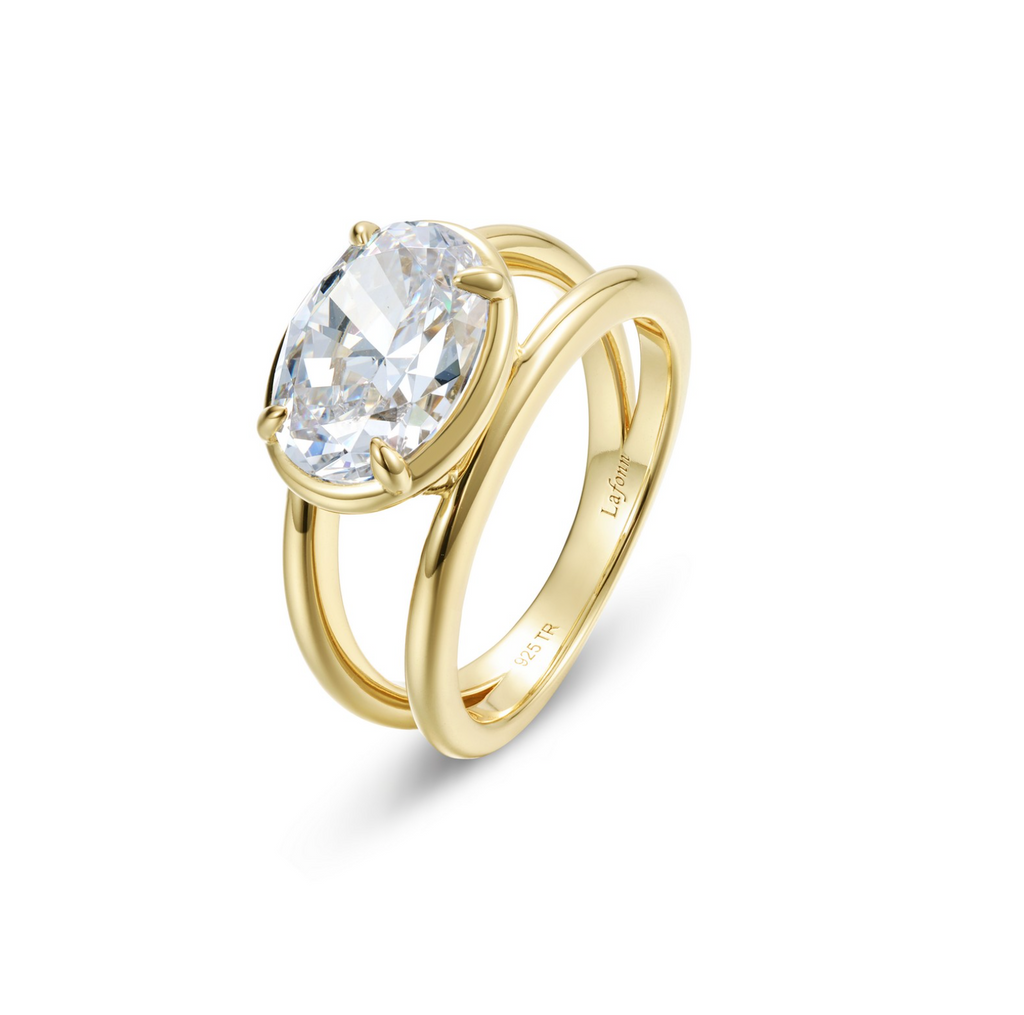 Gold Floating Oval Split Shank Ring
