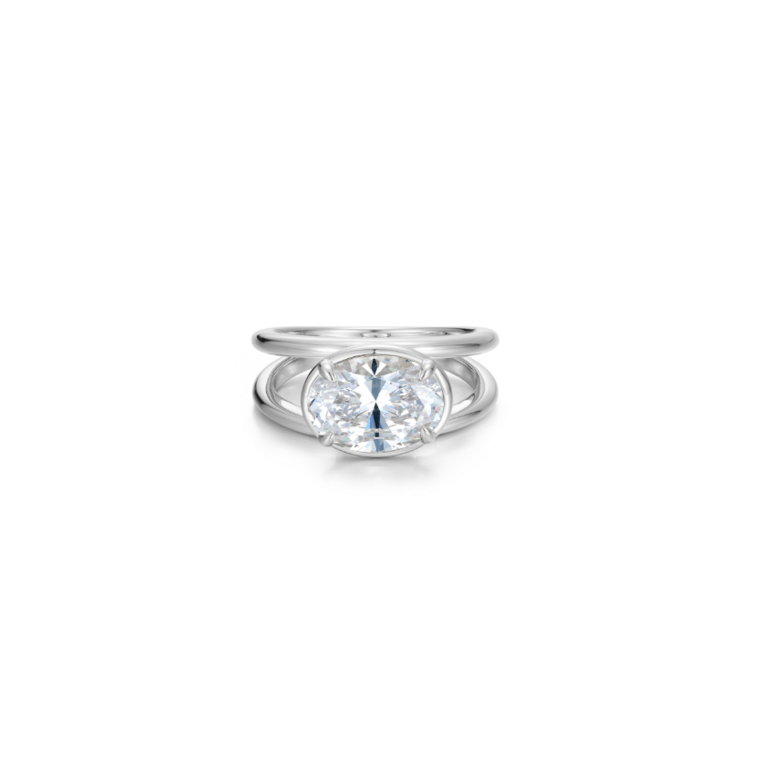 Silver Floating Oval Split Shank Ring