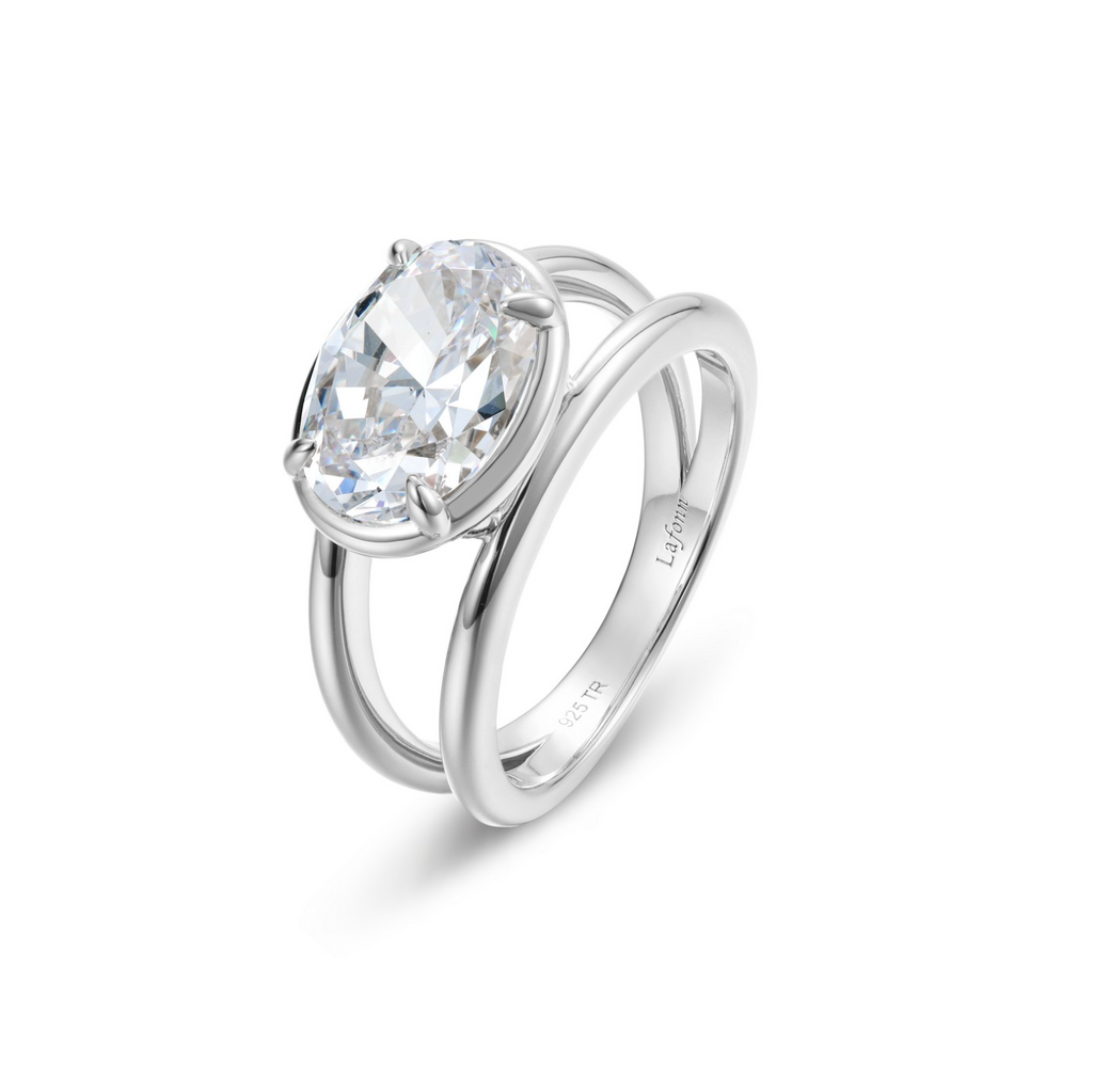 Silver Floating Oval Split Shank Ring