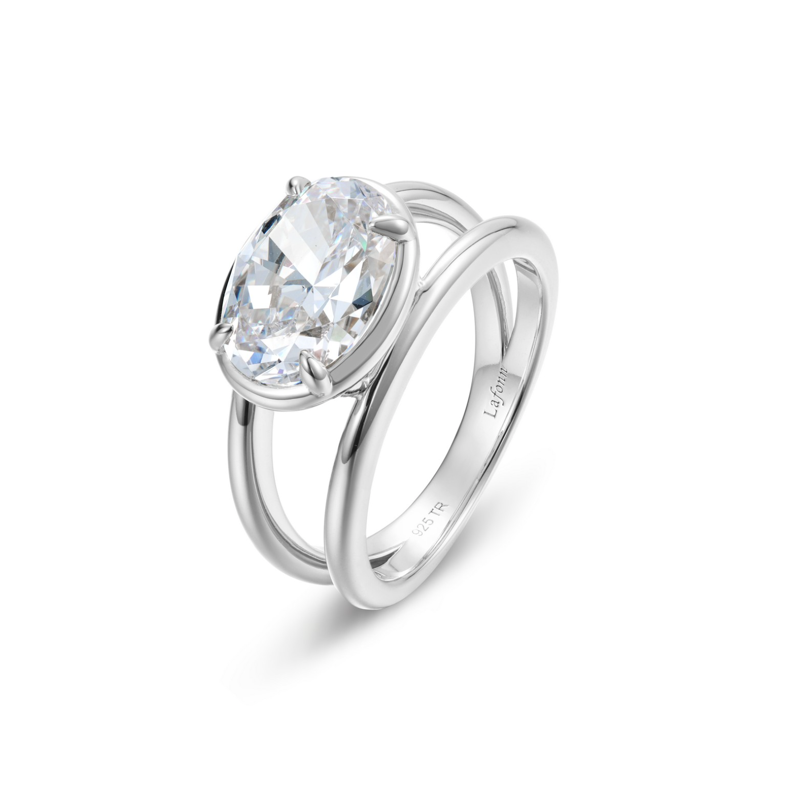 Silver Floating Oval Split Shank Ring