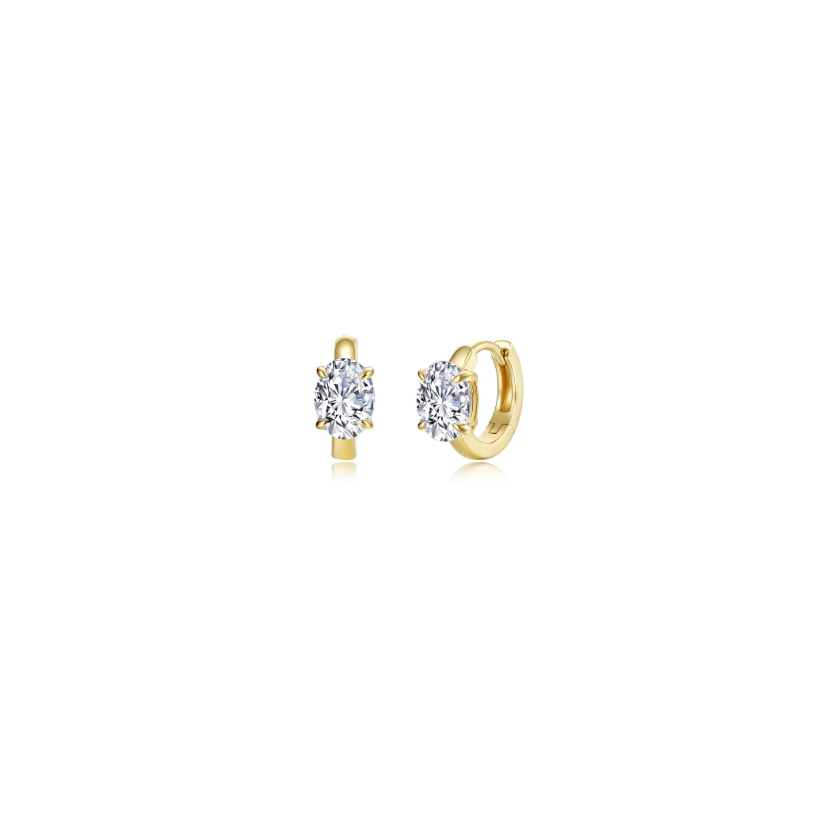 Gold Floating Oval-Cut Huggies