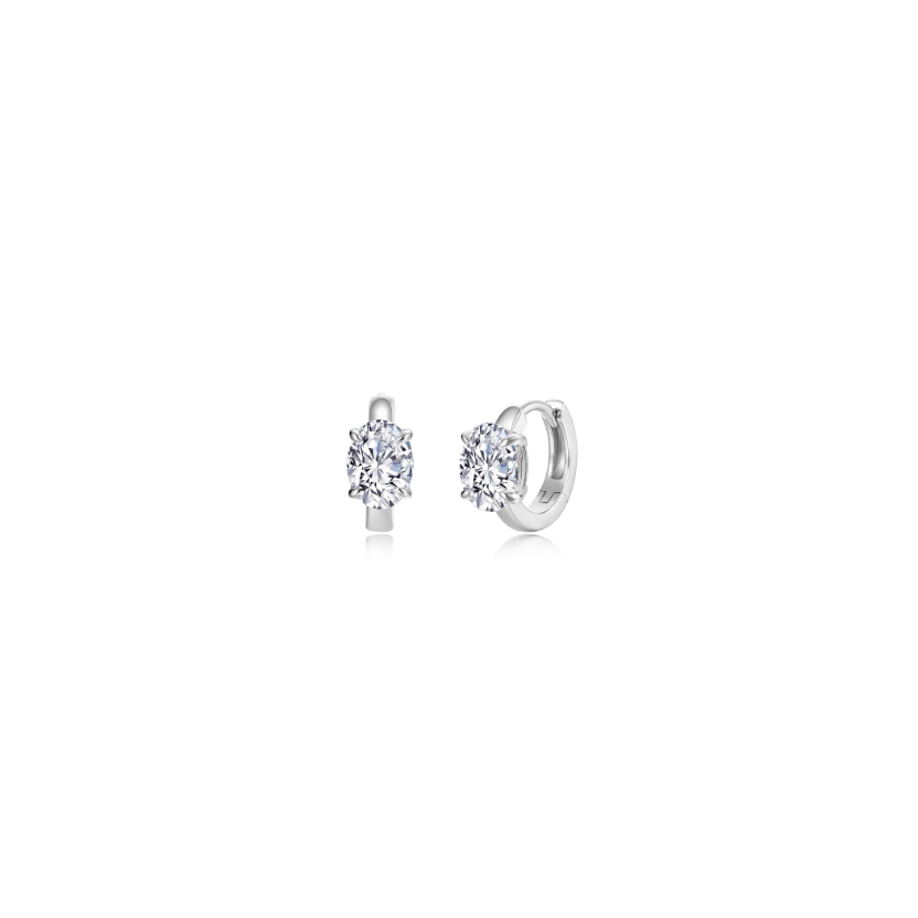 Silver Floating Oval-Cut Huggies
