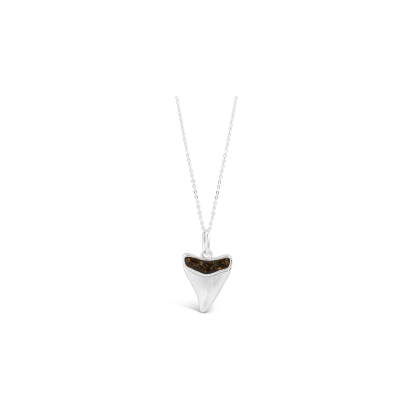 Dune Sterling Silver Shark Tooth Brushed Finish Necklace