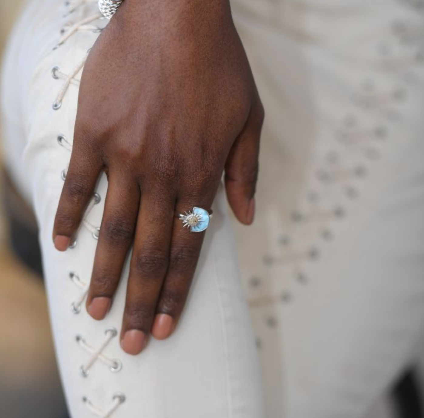 Dune Sun Splash Larimar Sand Ring