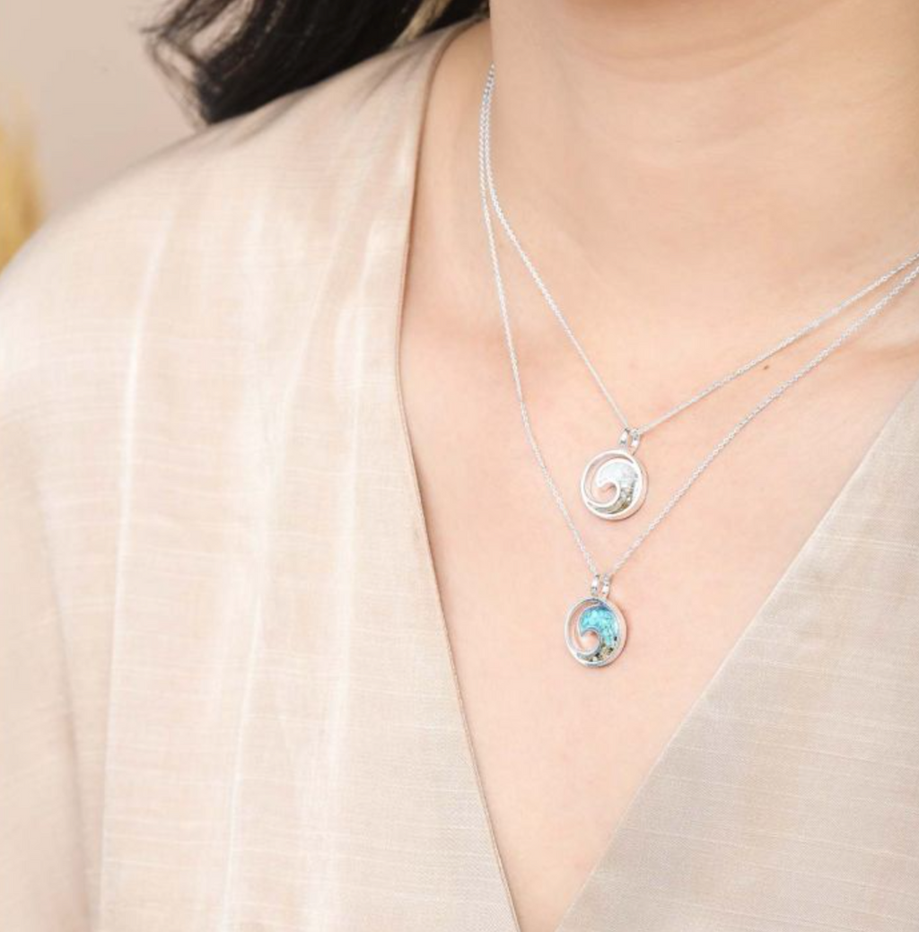 Dune Explorer Wave Necklace - Turquoise Gradient