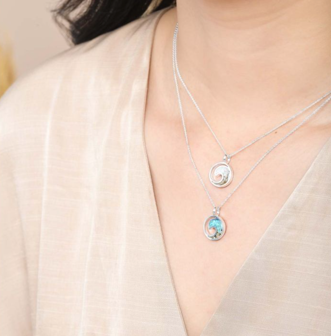 Dune Explorer Wave Necklace - Turquoise Gradient