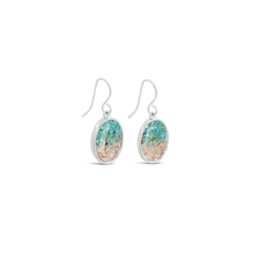 Dune Silver Explorer Oval Turquoise Gradient Drop Earrings