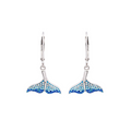 Sterling Silver Blue/White Crystal Whale Tail Earrings