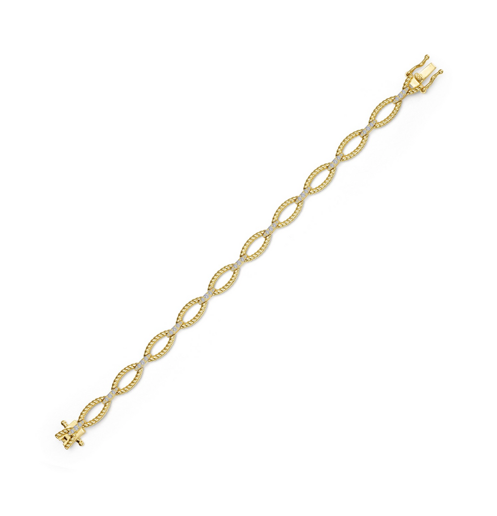 Gold Marquise Shape Cable Link Bracelet