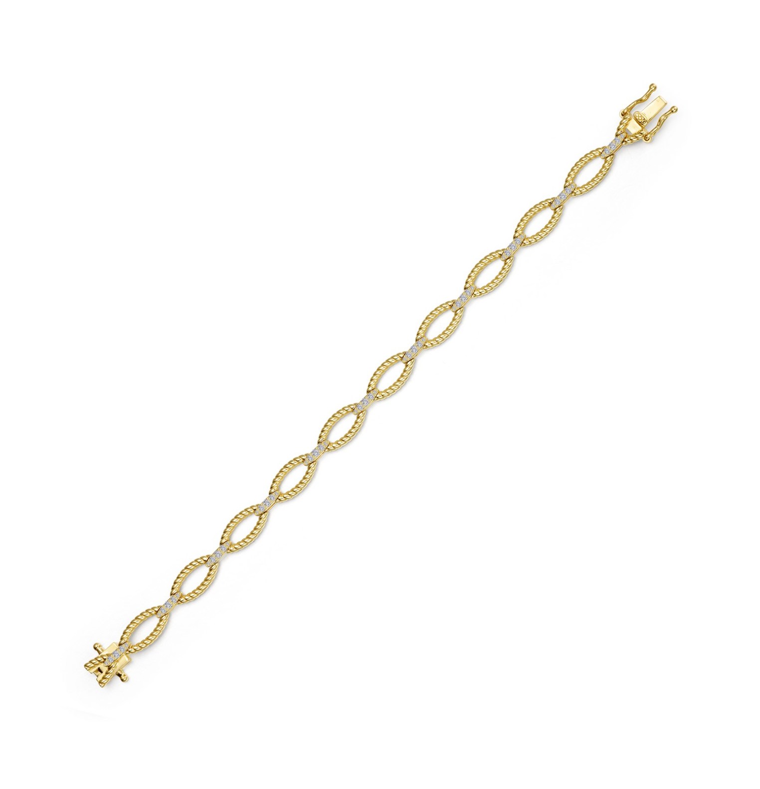 Gold Marquise Shape Cable Link Bracelet