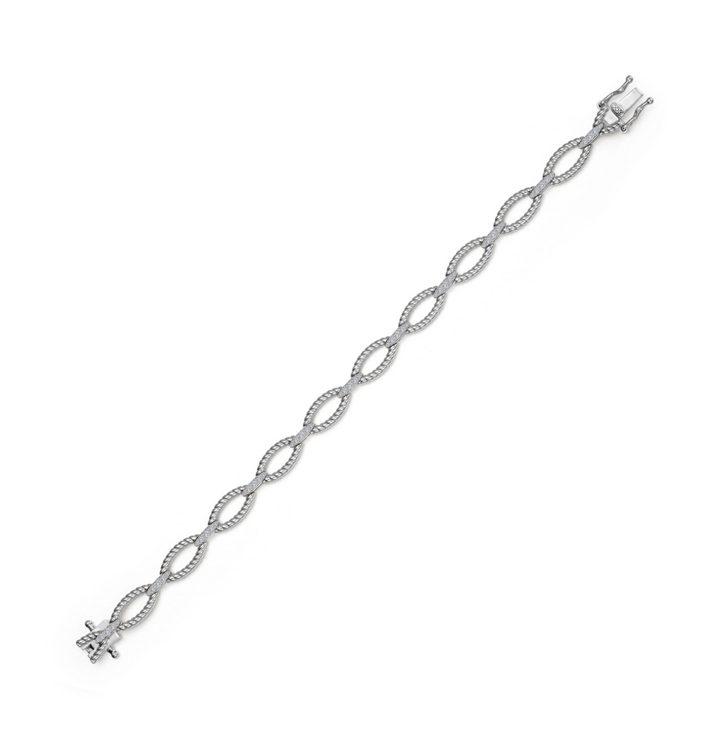 Silver Marquise Shape Cable Link Bracelet