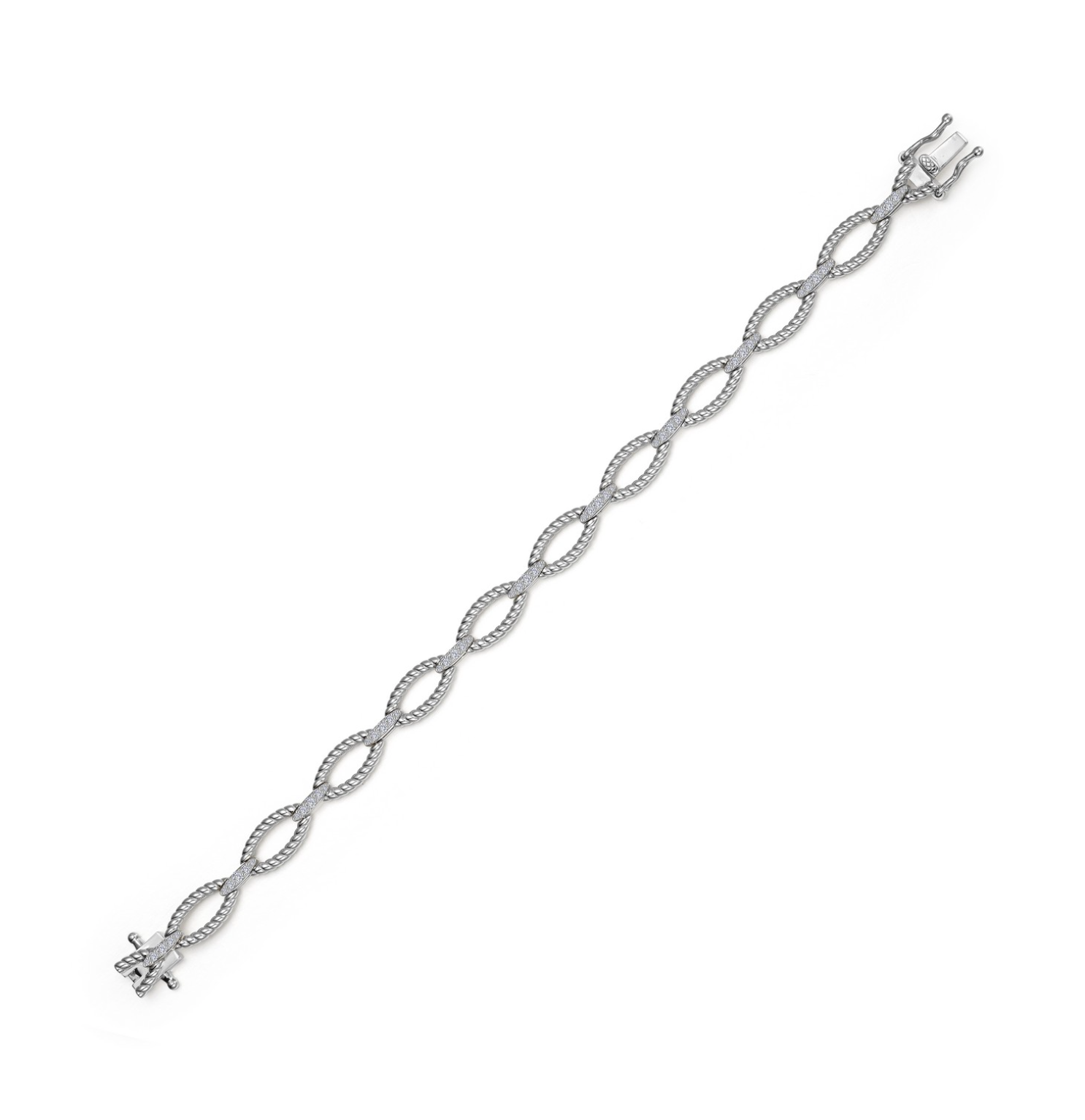 Silver Marquise Shape Cable Link Bracelet