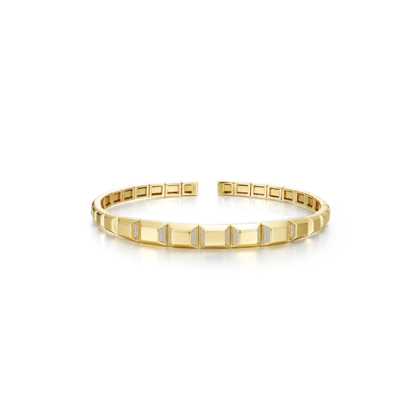 Gold Pyramid Facet Bangle