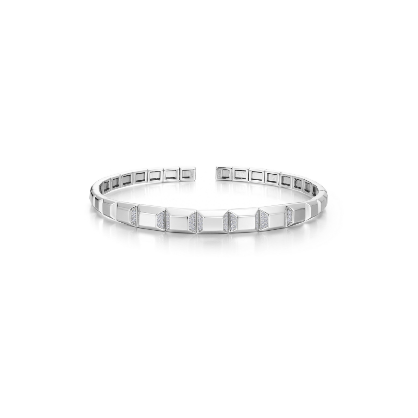 Silver Pyramid Facet Bangle
