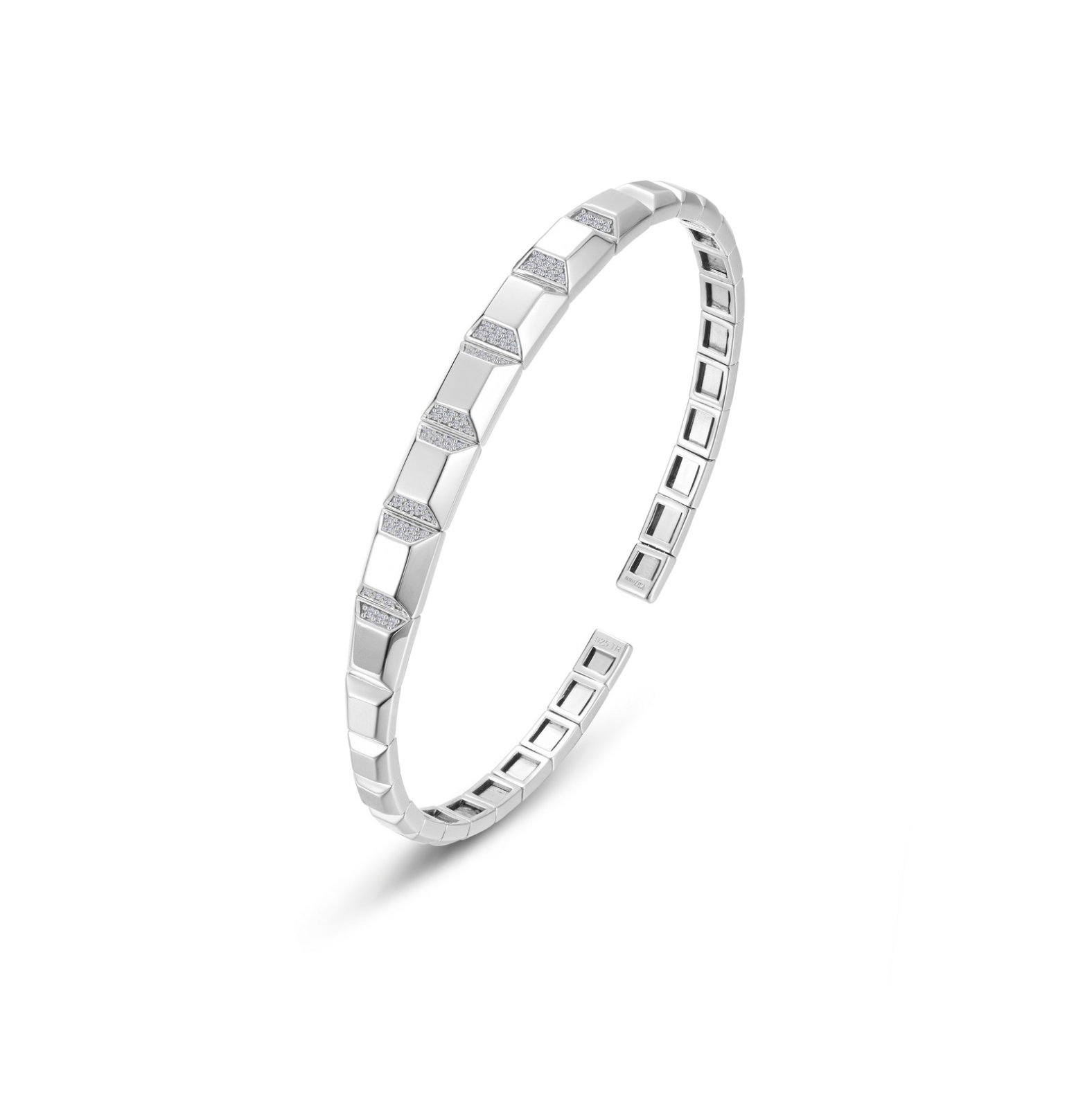 Silver Pyramid Facet Bangle