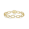 Gold Rectangle Shape Cable Link Bracelet