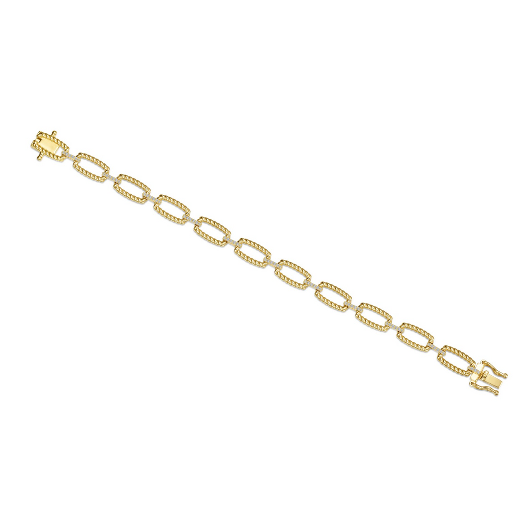 Gold Rectangle Shape Cable Link Bracelet