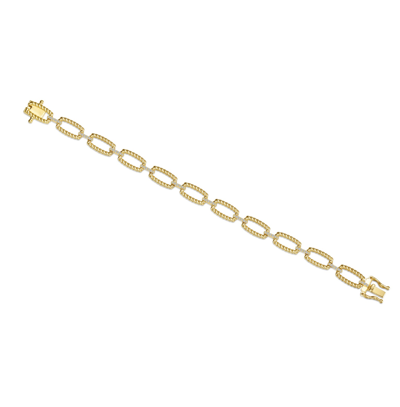 Gold Rectangle Shape Cable Link Bracelet