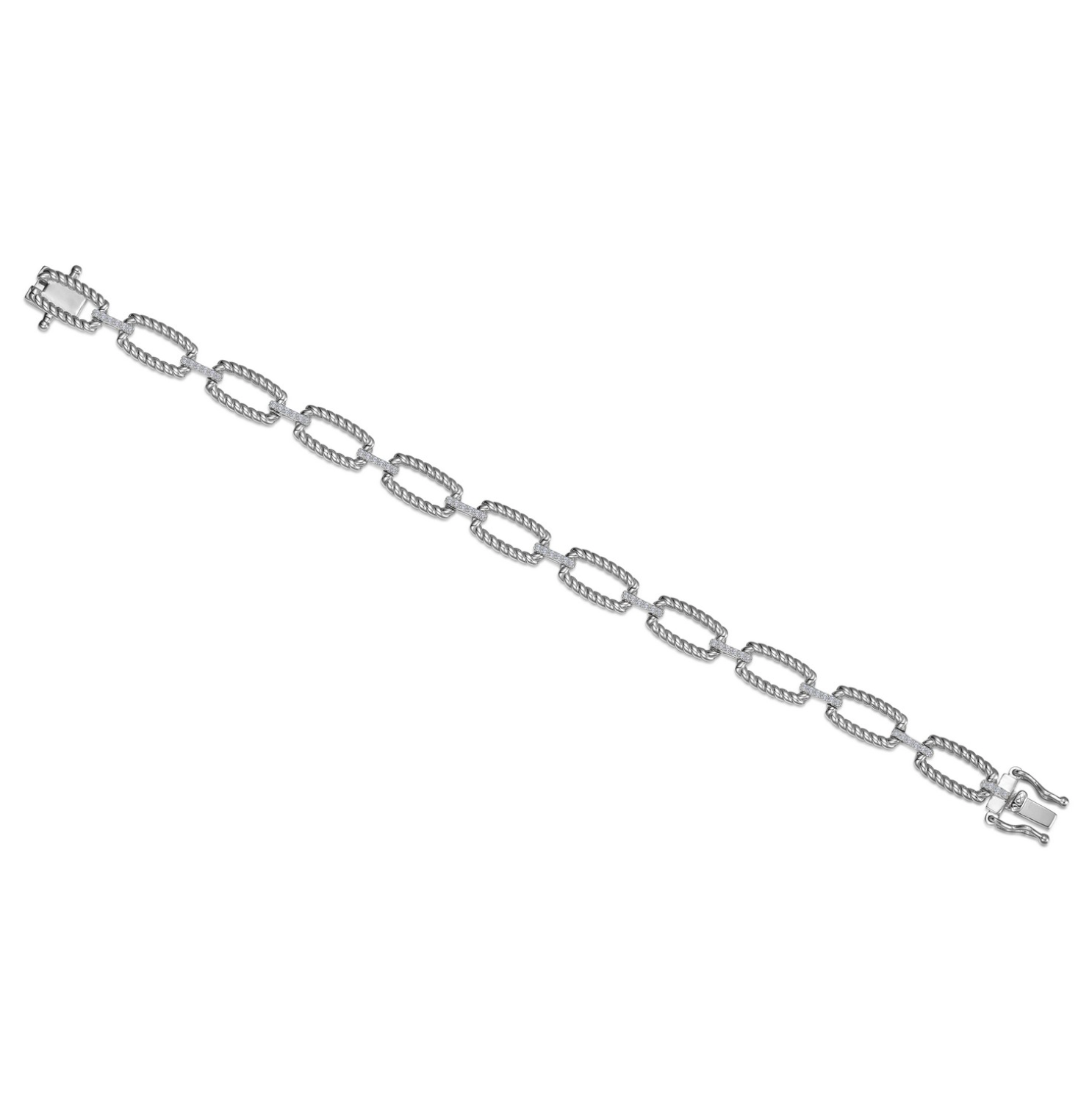 Silver Rectangle Shape Cable Link Bracelet
