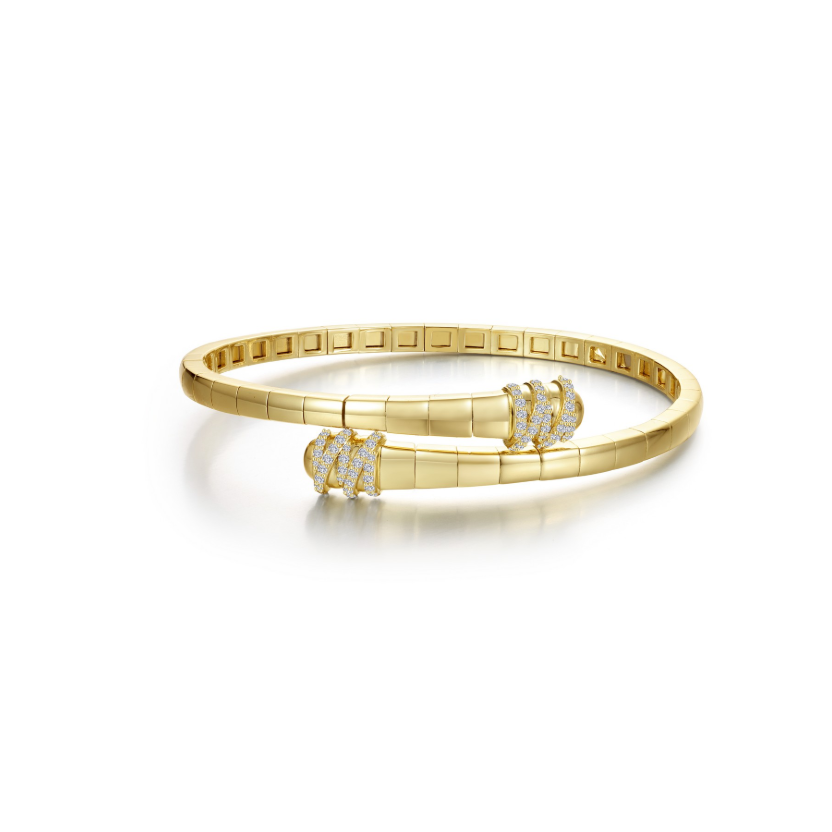 Gold Ribbon Bypass Flexible Bangle