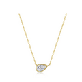 Gold East-West Bezel Pear Solitaire Necklace